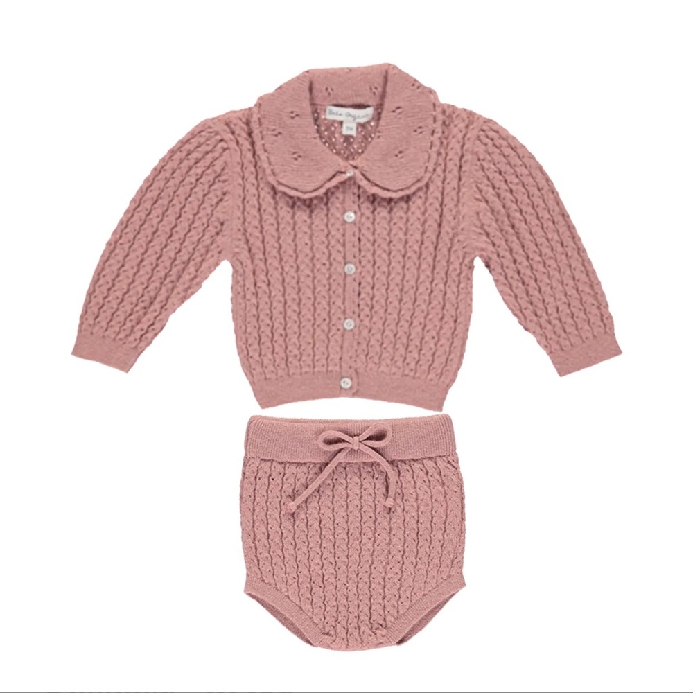 Bebe Organic Loulou Cardigan And Bloomer - ROSE